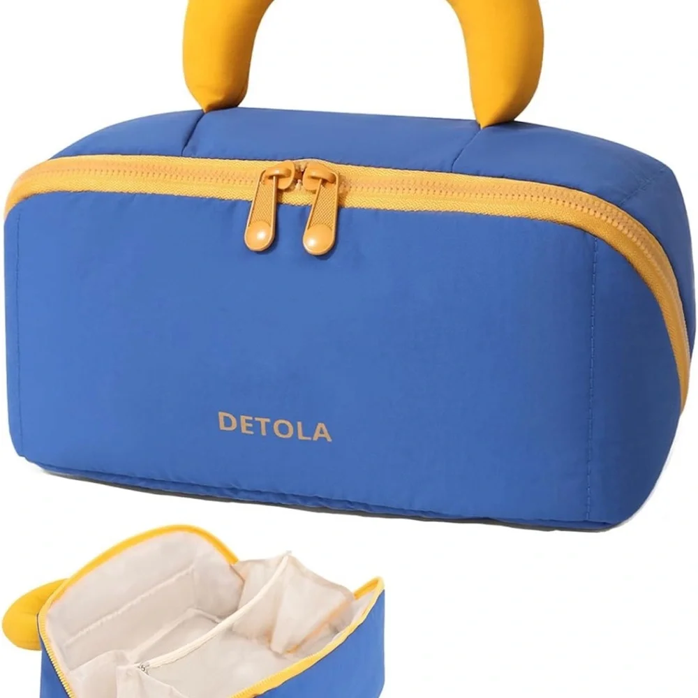Blue & Yellow Makeup Organizer Bag